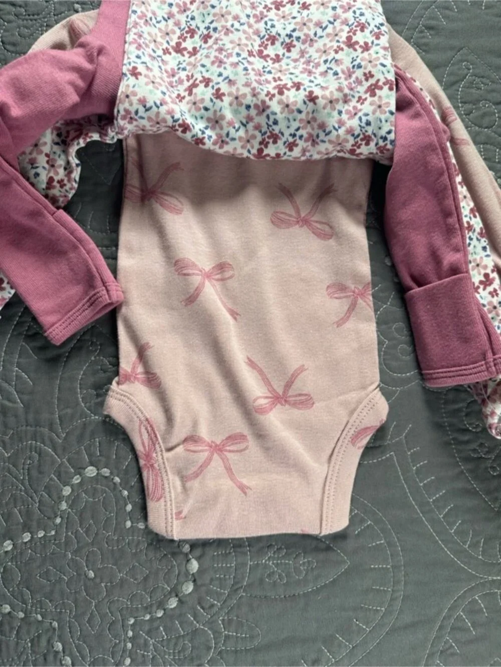 Carters Pink Newborn 3 Pack Onesies and 2 Pack Pants Lot NWT Size Newborn